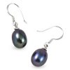Freshwater Black Pearl Silver Drop Earrings